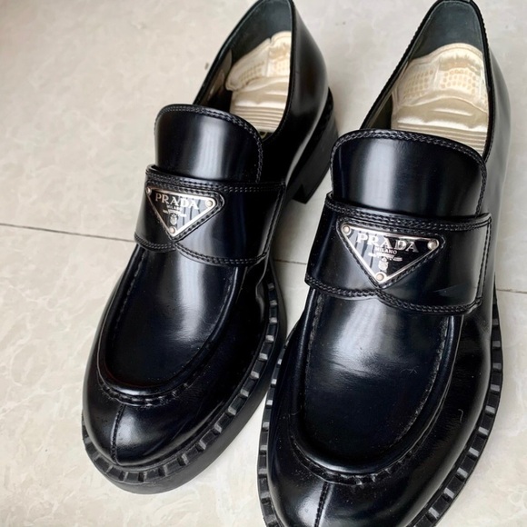 Prada Black Glossy Combat Boots - Picture 1 of 8